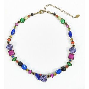 Bright Crystal Necklace blue purple Sorrelli Rare Retired Vibrant Rainbow Colors